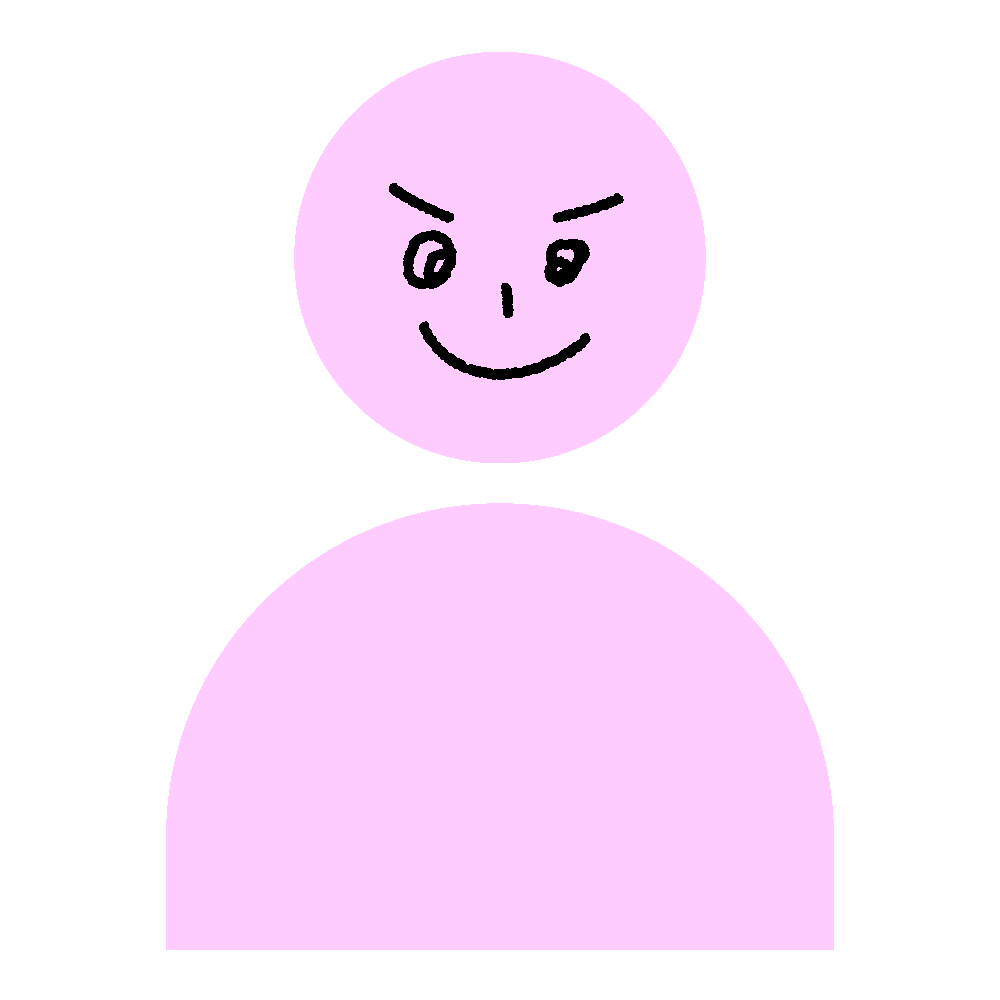 Illustration of a pink human icon with a face of a quirky expression.