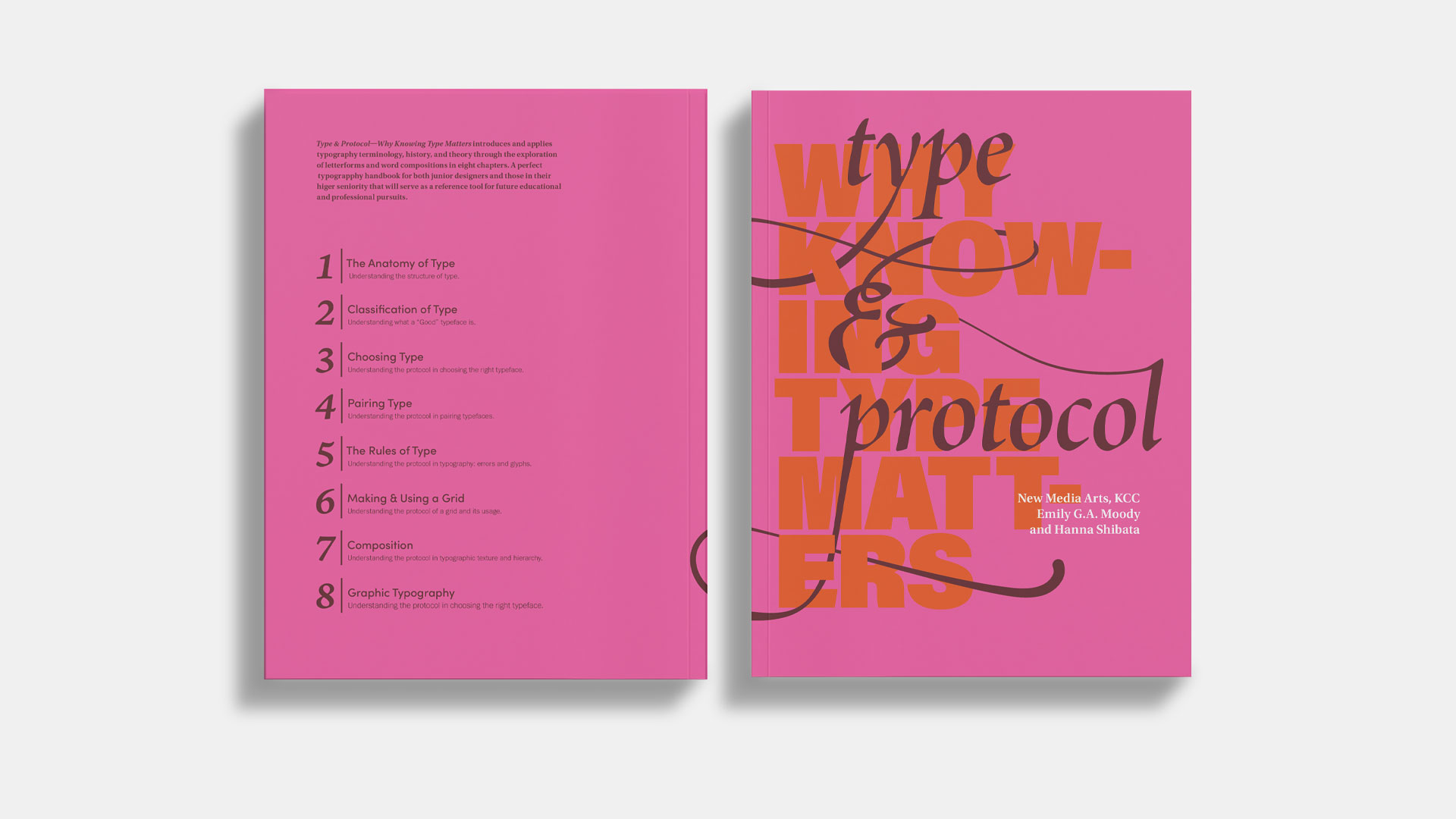 Fron and back design of the typography handbook.