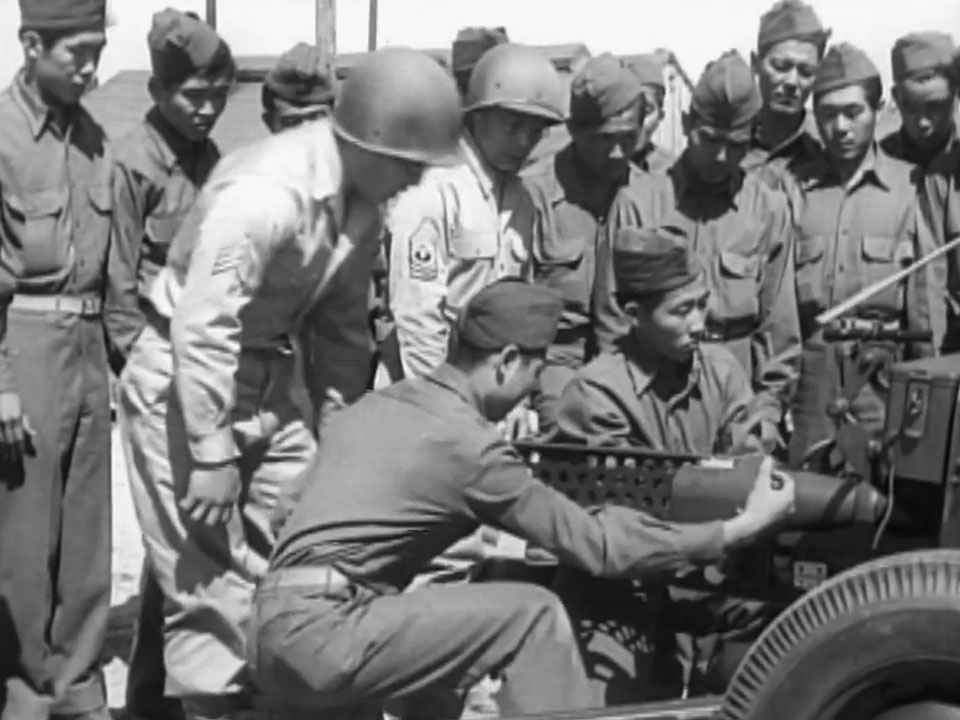 Group of 442nd Regimental Combat team training in Camp Chelby, Mississippi.