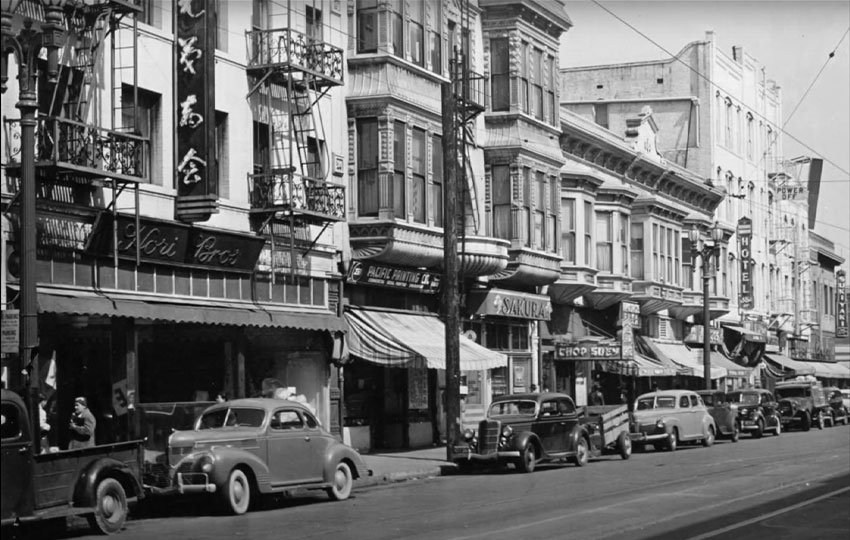 Image of Little Tokyo in the 1940s, where Fujita resided when he went to Los Angeles.