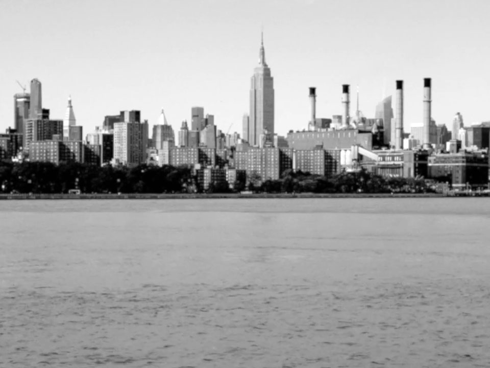 Image of New York City, black and white.